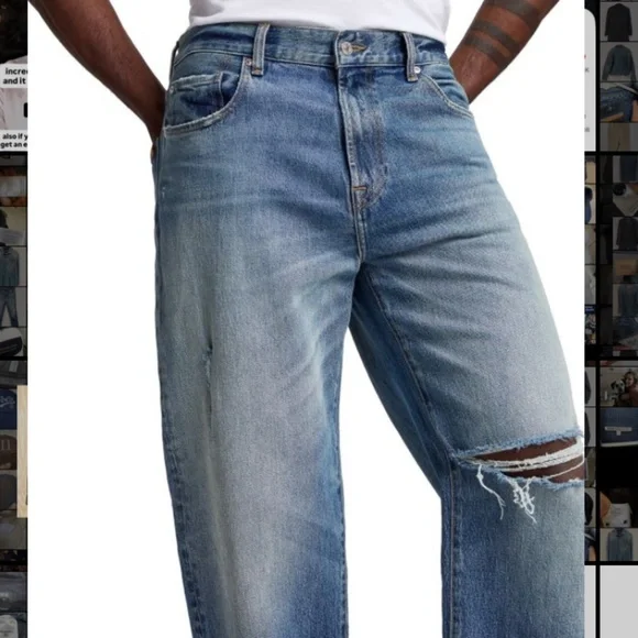 7 For All Mankind Mid-Wash Distressed Relaxed-Fit Jeans in Size 32 - Picture 5 of 9